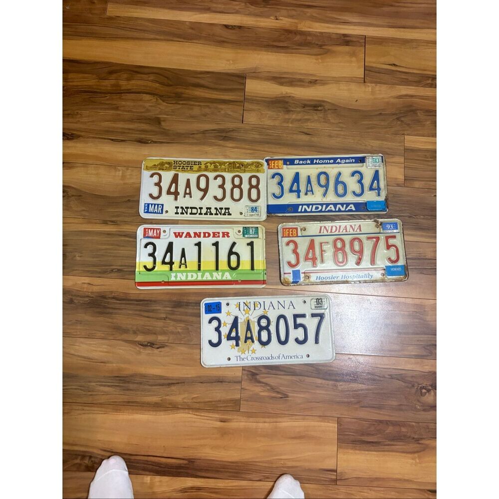 Lot of 5 Vintage Indiana License Plates 1984 1987 1990 1993 2003
